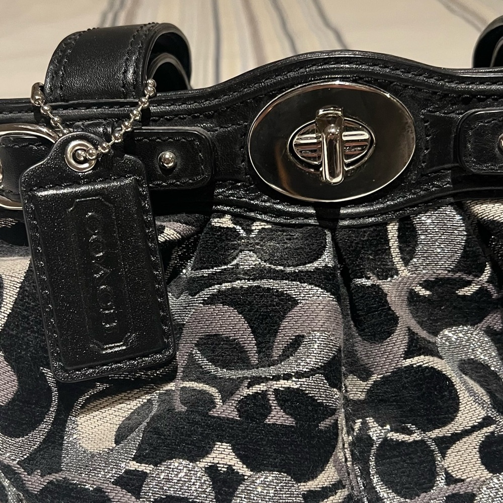 Coach Black and Silver Shoulder Bag